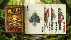 Skeleton pirates themed playing cards featuring detailed pirate illustrations and a skull design.