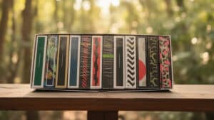 Razor playing cards with colorful, modern designs for magic tricks and card illusions.