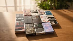 Metropolis playing cards deck with modern, artistic designs for magic tricks and card enthusiasts.