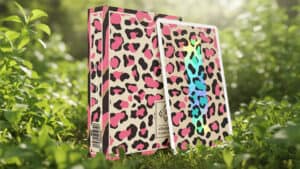 Affection playing cards with colorful leopard print design for magic tricks and card illusions.