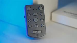 PITATA Palm remote control with multiple buttons for easy operation.