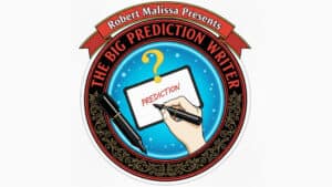 The BIG Prediction Writer logo featuring a hand writing a prediction on a tablet.
