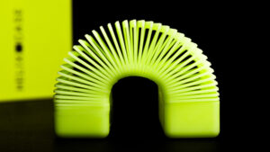 Bright green Helix Case by Jeki Yoo for magic tricks.