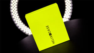 Helix Case by Jeki Yoo for magic tricks, bright yellow box on black background.