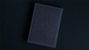 Intricate maze design on a magic-themed card for illusions and tricks.