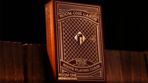 Red Roots Pine Edition playing cards by Room One, perfect for magic tricks and card enthusiasts.