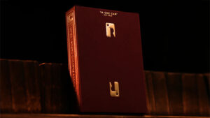 Close-up of a mysterious red box with hidden compartments for magic tricks.