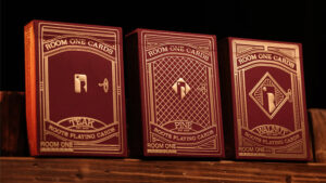 Three Room One Cards from the Red Roots Teak Edition with unique woodgrain designs.