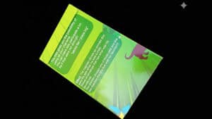 Colorful card with pet magic trick instructions for entertaining pets and audiences.