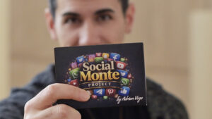 Social Monte Project card featuring social media icons and branding.