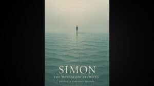 Cover of "The Mentalism Archives" eBook by Simon, featuring a mysterious figure on water.