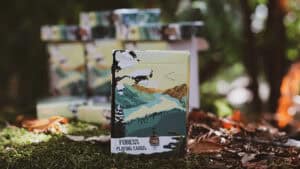 Deck of Orbit Forest Playing Cards with nature-inspired design, perfect for magic tricks and card en.