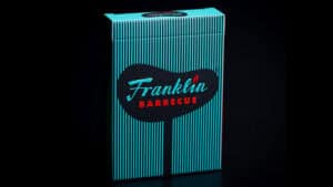 Vintage Franklin black playing cards with retro design for magic tricks and card illusions.