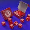 Red forcing dice set for magic tricks and illusions. Perfect for magicians to perform card and dice.