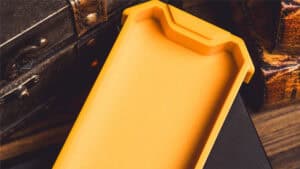 Yellow magic drawer used in a magic trick by Bacon Magic.