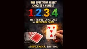 Spectator chooses a number 1-4 to match a prediction card perfectly.