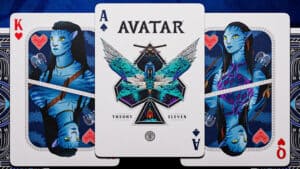 Avatar playing cards featuring blue-skinned characters from the movie, perfect for magic tricks and.