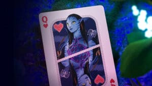 Avatar playing card featuring a blue-skinned alien character for magic tricks and card illusions.