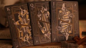 Quality Assassin's Creed Legacy Version 2 Onyx playing cards featuring hidden blade artwork.