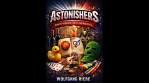 Book cover of Astonishers showcasing punchy magic tricks for magicians by Wolfgang Riebe.