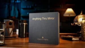 Up of the "Anything Thru Mirror" magic trick box by Dingding & TCC Magic.
