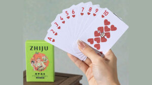 ZHIJU playing cards featuring hearts, perfect for magic tricks and card illusions.