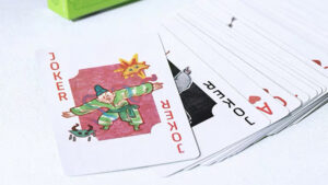 Zhiju playing cards for magic tricks, featuring colorful joker design.