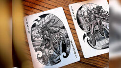 Pirate-themed playing cards featuring a mechanical box for magic tricks.
