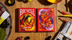 High-quality Bicycle Sari Sari playing cards from the Code Red Edition, featuring vibrant, colorful.