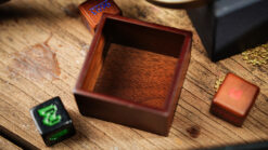 Close-up of numerology dice used in magic tricks by Mato and TCC Magic.