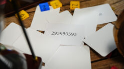 Prophecy matrix with numbered cards for magic tricks and mentalism performances.