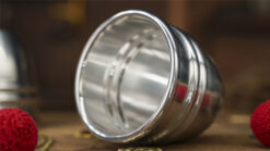 Aluminum alloy cups and balls set for magic tricks, perfect for illusions and sleight of hand perfor.