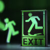 Exit sign playing cards for magic tricks and illusions.
