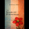 Close-up of a red pimpernel flower with a book-themed background for magic tricks.