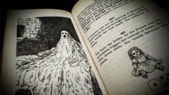 Ghostly figure from the "Page Fright" magic trick, creating a spooky illusion for entertainment and.