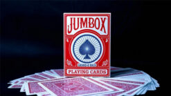 Red Jumbox Half Way Deck playing cards for magic tricks.