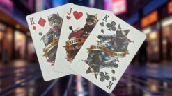 Biker Dogs themed playing cards featuring dogs in biker gear and tattoos.