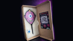Unique monster-themed paddle with QR code for magic tricks by Luis Zavaleta & Nox.