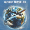 Airplane flying around a globe representing global travel and adventure.