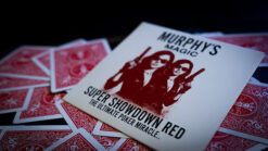 Super Showdown Red playing cards for magic tricks and illusions.