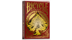 Bicycle Dragon Red playing cards with intricate dragon design, perfect for magic tricks and card ent.