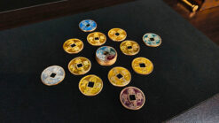 Ancient Chinese Coins arranged for a magic trick by JT Magic.