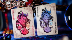 Haunted castle themed playing cards featuring a devilish figure for magic tricks and card illusions.