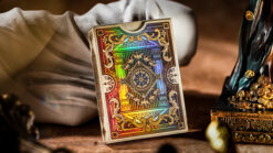 Colorful Greek mythology-themed playing card with intricate designs and a keyhole motif.