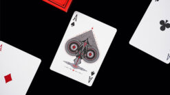 Close-up of Mr. Black V1 red playing card from Magic Tricks collection.