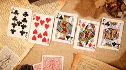 Close-up of Mr. Black V2 Red Playing Cards for magic tricks and card illusions.