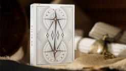 Close-up of Mr. Black V2 Gray playing cards with intricate design.