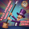 Magician with large purple top hat holding an 8-foot magic wand for illusions.
