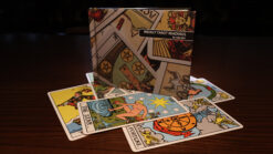 Detailed image of the Arcana tarot card deck used in magical performances and card tricks.