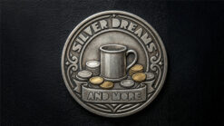 Silver Dreams & More coin featuring a mug and coins, magic trick by Mr. Daba.